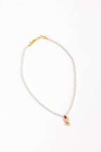 Aabha Set -Glass Pearls & Pink Kundan Pendant Necklace With Earrings