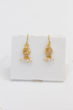 Aabha Set -Glass Pearls & White Kundan Pendant Necklace With Earrings