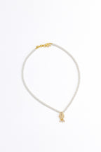 Aabha Set -Glass Pearls & White Kundan Pendant Necklace With Earrings
