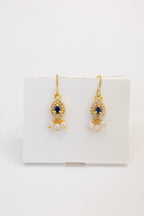 Aabha Set -Glass Pearls & Blue Kundan Pendant Necklace With Earrings