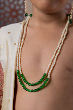 Ivory Taffeta Silk Sovale-Uparane set With Maroon Banarasi Border