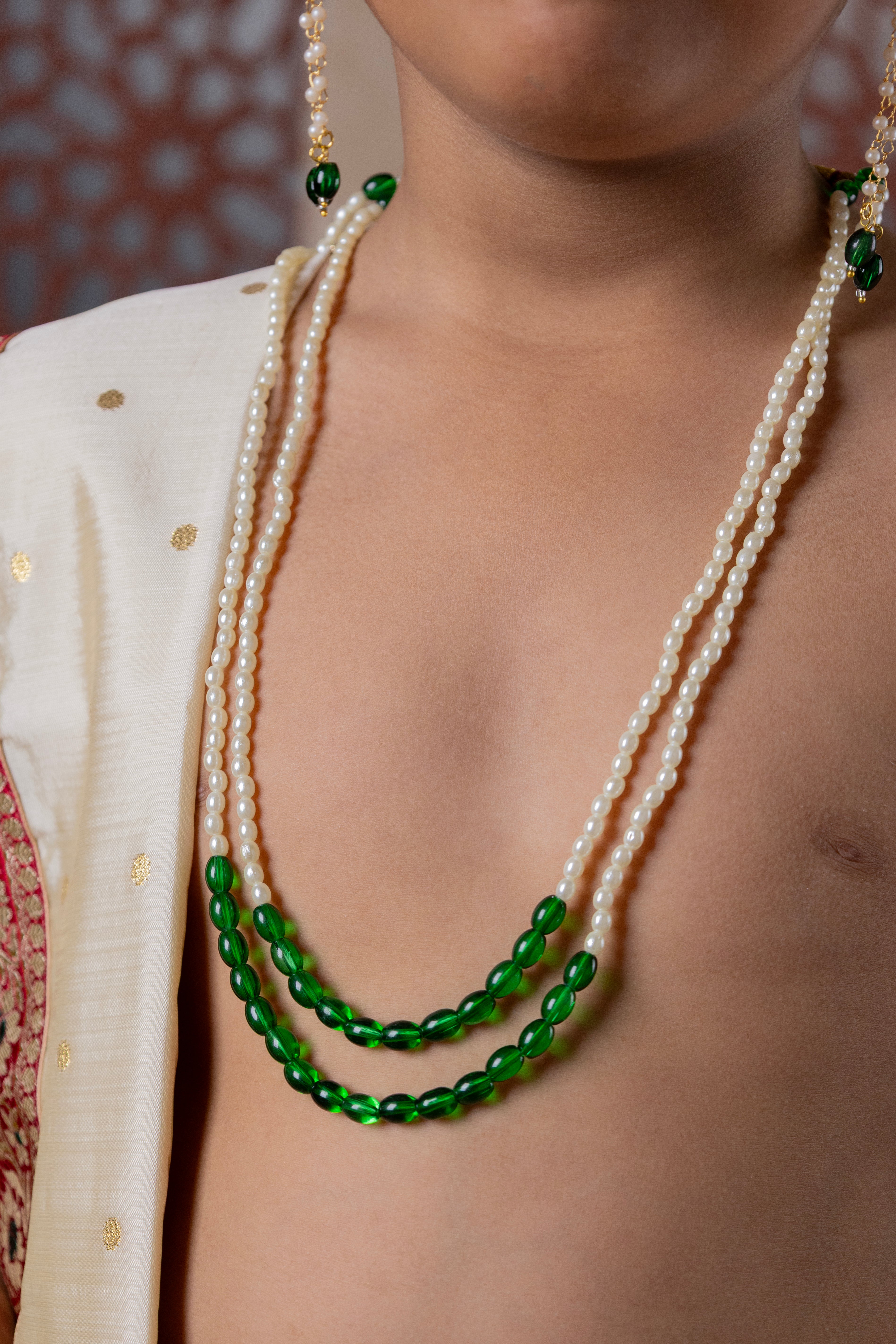 Ivory Soft taffeta silk with golden zari motifs sovale Uparane set with elaborate maroon Banarasi zari border for Batu