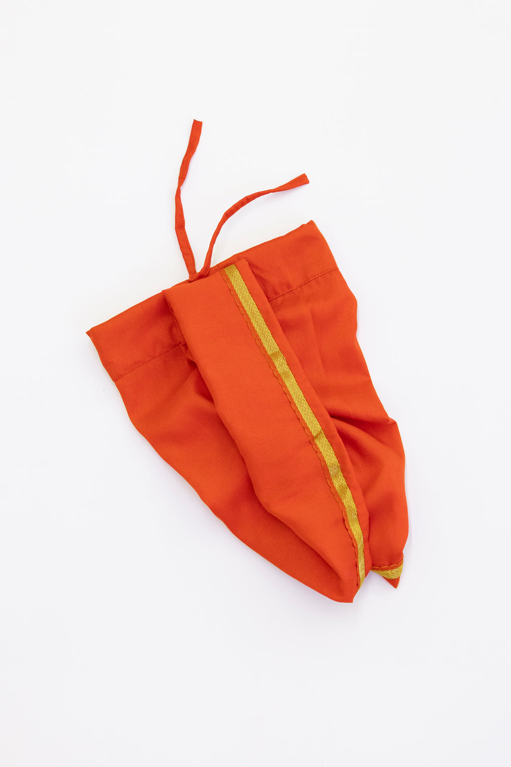 Orange Crepe Silk Dhoti with Golden Border for Boys
