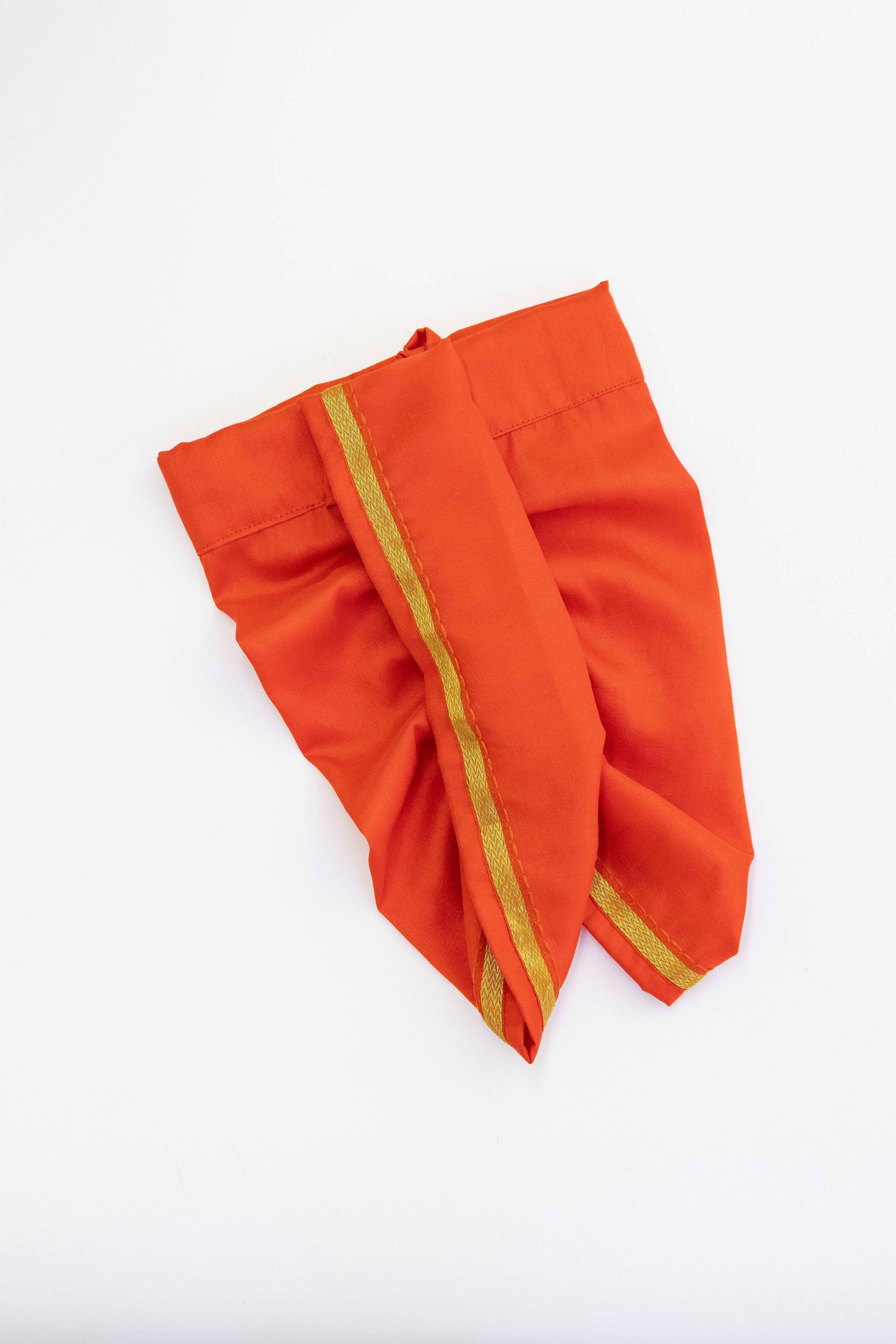 Orange Crepe Silk Dhoti with Golden Border for Boys