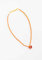 Glass Crystal Beads & Enameled Butterfly Pendant Necklace