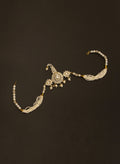 White Kundan Pagadi Brooch with Pearls and stones Maala attachment for Batu\ Groom