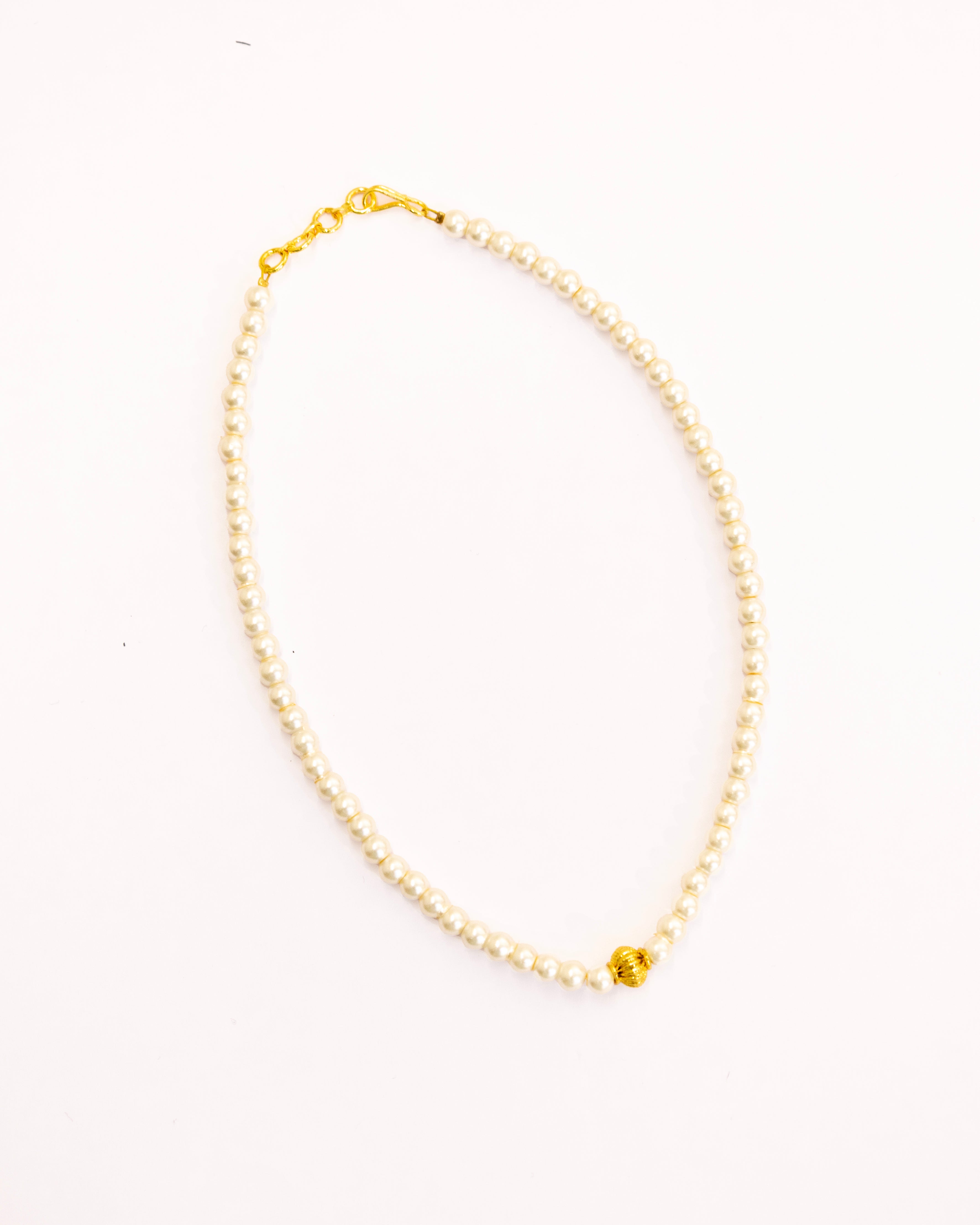 Glass Pearls Necklace with Round Bead for Girls