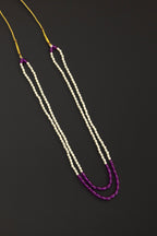 Semicultured Pearl Double Layer Kanthi with Purple Oval clear glass beads for Batu