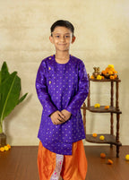 Royal Purple Raw Silk Asymmetric Short Kurta