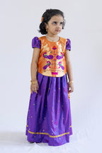 Premium Purple Banaras Ghagra With Gold Paithani Choli