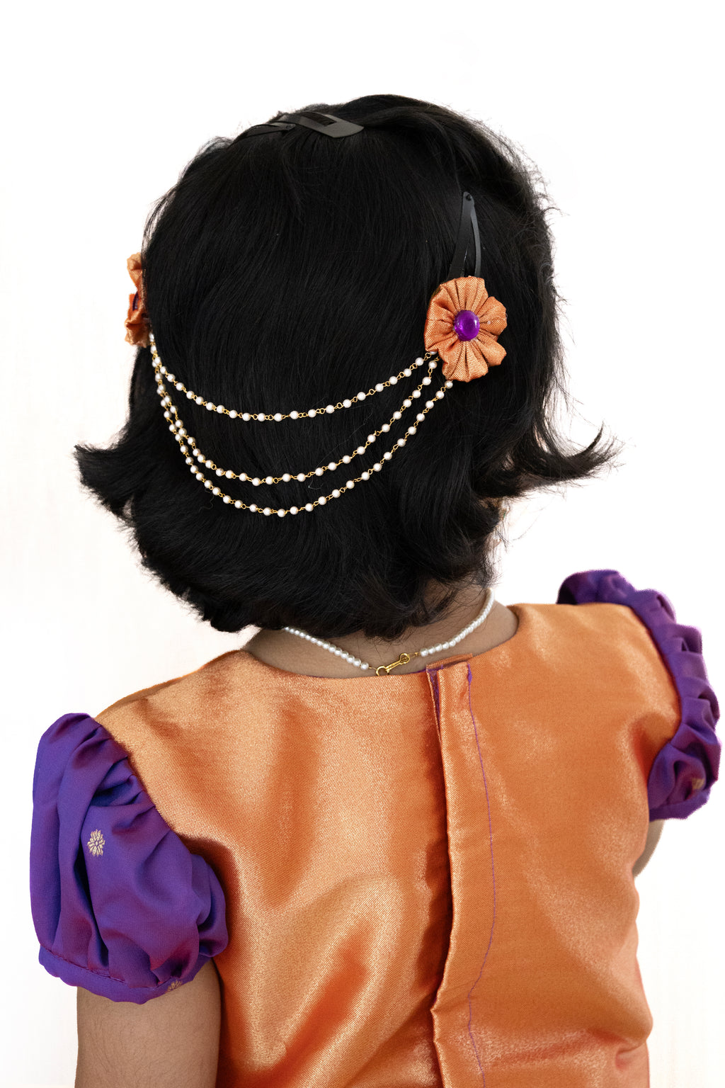 Premium paithani jari gold fabric high low choli with bright Purple Premium Banaras soft silk Pleated Long skirt / ghagra for Girls