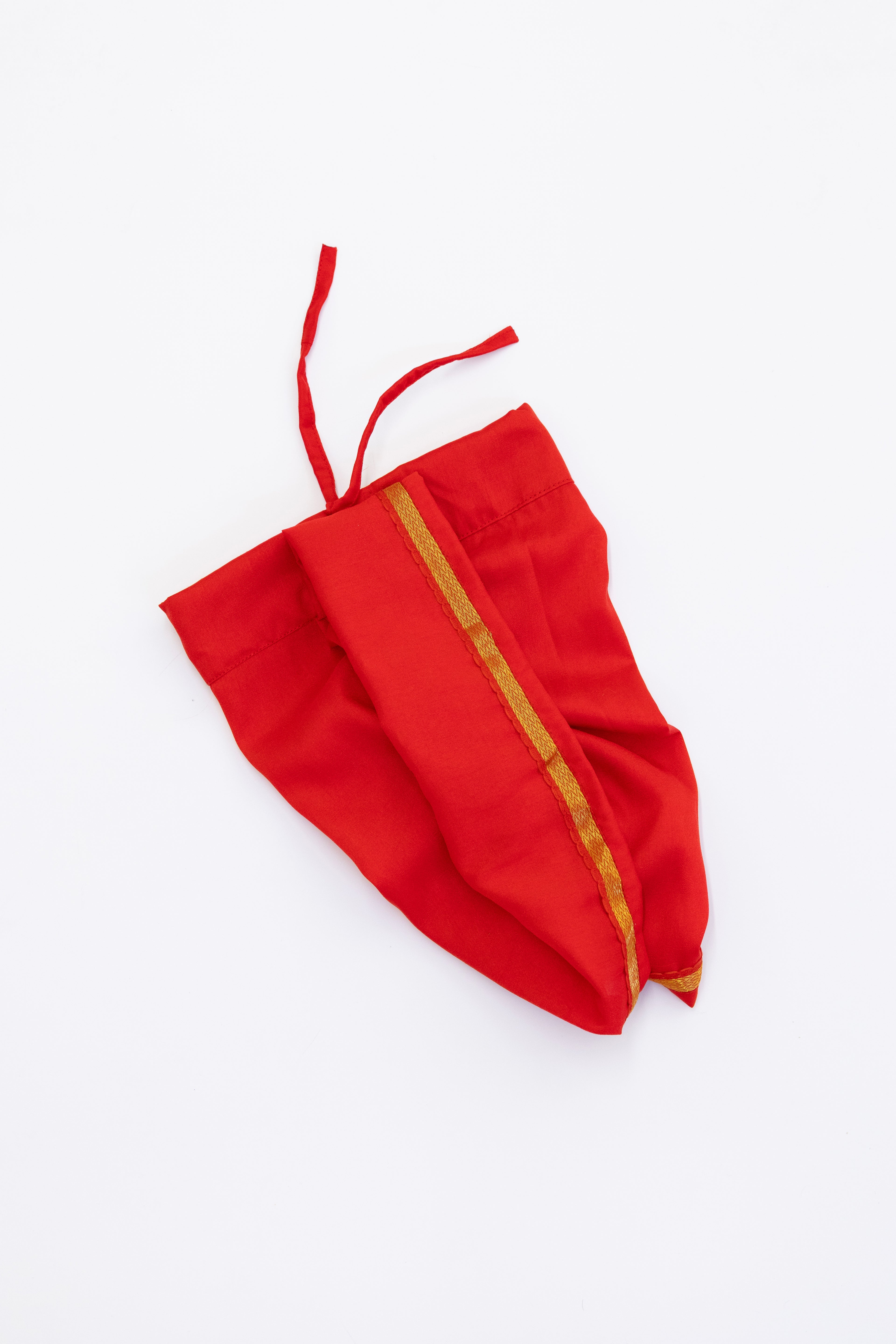 Red Crepe Silk Dhoti with Golden Border for Boys