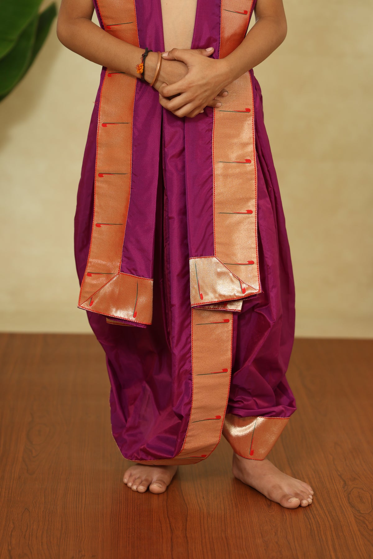 Purple Mysore Silk Sovale Uparane Set With Muniya Paithani Border