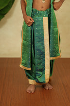 Stitched ready-to-wear Paithani silk dhoti set for kids ideal traditional munj attire for Vratabandha, Upanayanam, sacred thread ceremonies. Premium ethnic wear