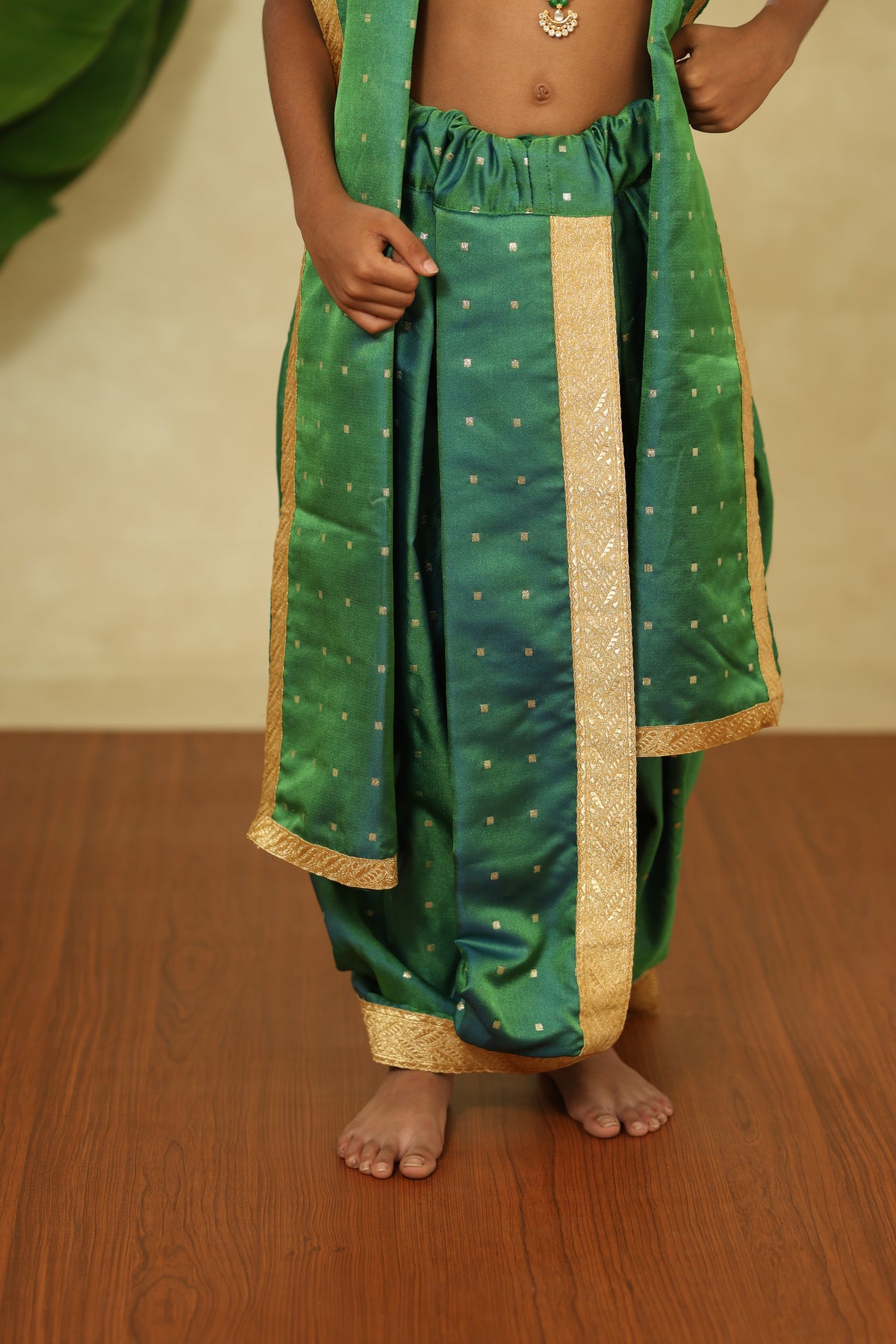 Stitched ready-to-wear Paithani silk dhoti set for kids ideal traditional munj attire for Vratabandha, Upanayanam, sacred thread ceremonies. Premium ethnic wear