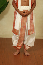 White Mysore Silk Sovale Uparane Set With Muniya Paithani Border