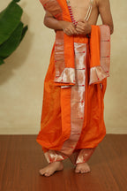 Orange Mysore Silk Sovale Uparane Set With Muniya Paithani Border