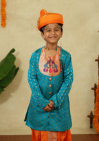 Peacock Green Short Kurta With Statement Paithani Motif Yoke