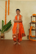 Orange Mysore Silk Sovale Uparane Set With Vibrant Paithani Border