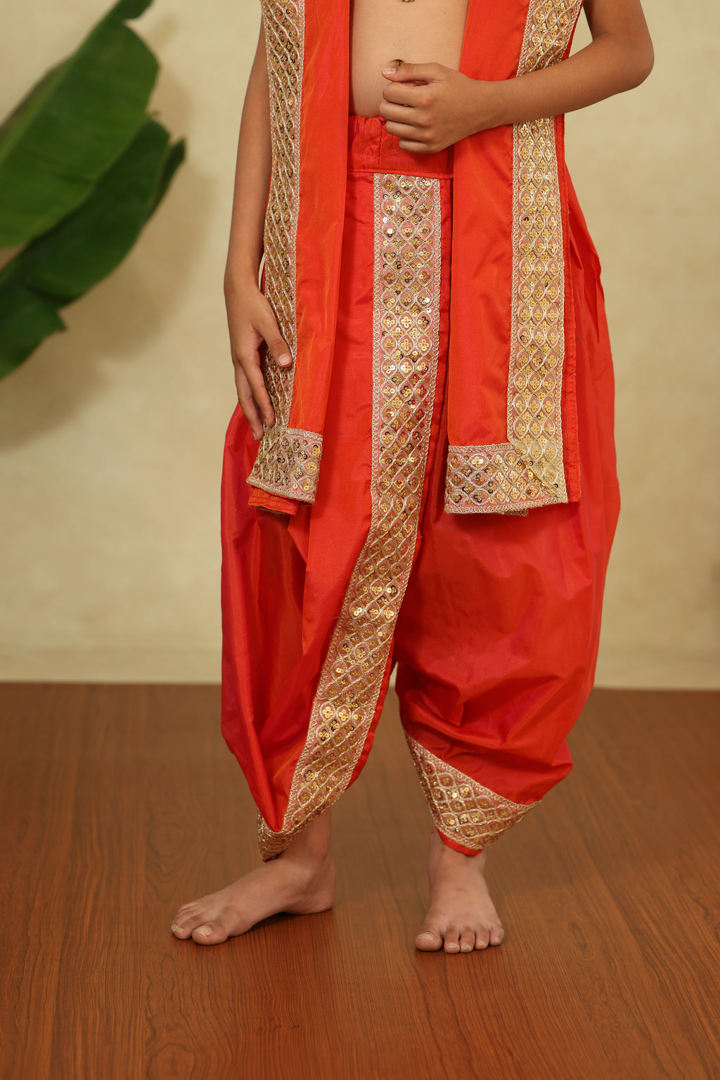 Coral Mysore Silk Sovale Uparane Set With Heavy Sequins Lace