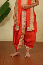 Coral Mysore Silk Sovale Uparane Set With Heavy Sequins Lace