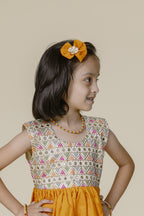 Mustard Colored Handcrafted Mysore Silk Bow Motif Hairclip