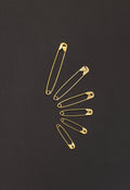 Set of 6 assorted sizes golden plated pure brass safety pins