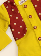 Sarthak Baby Boy Fresh Olive Silk Dhoti Kurta Jacket Set