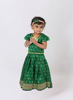 Bottle Green Paithani Brocade Silk Parkar Polka