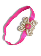 Candy Pink Pearl Embellished Stretchable Baby Headband