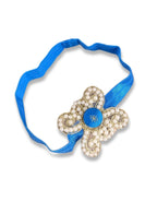 Royal Blue Pearl Embellished Stretchable Baby Headband