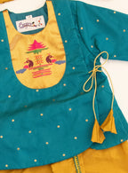Rajas Baby Boy 4 Piece Rama Green Paithani Set