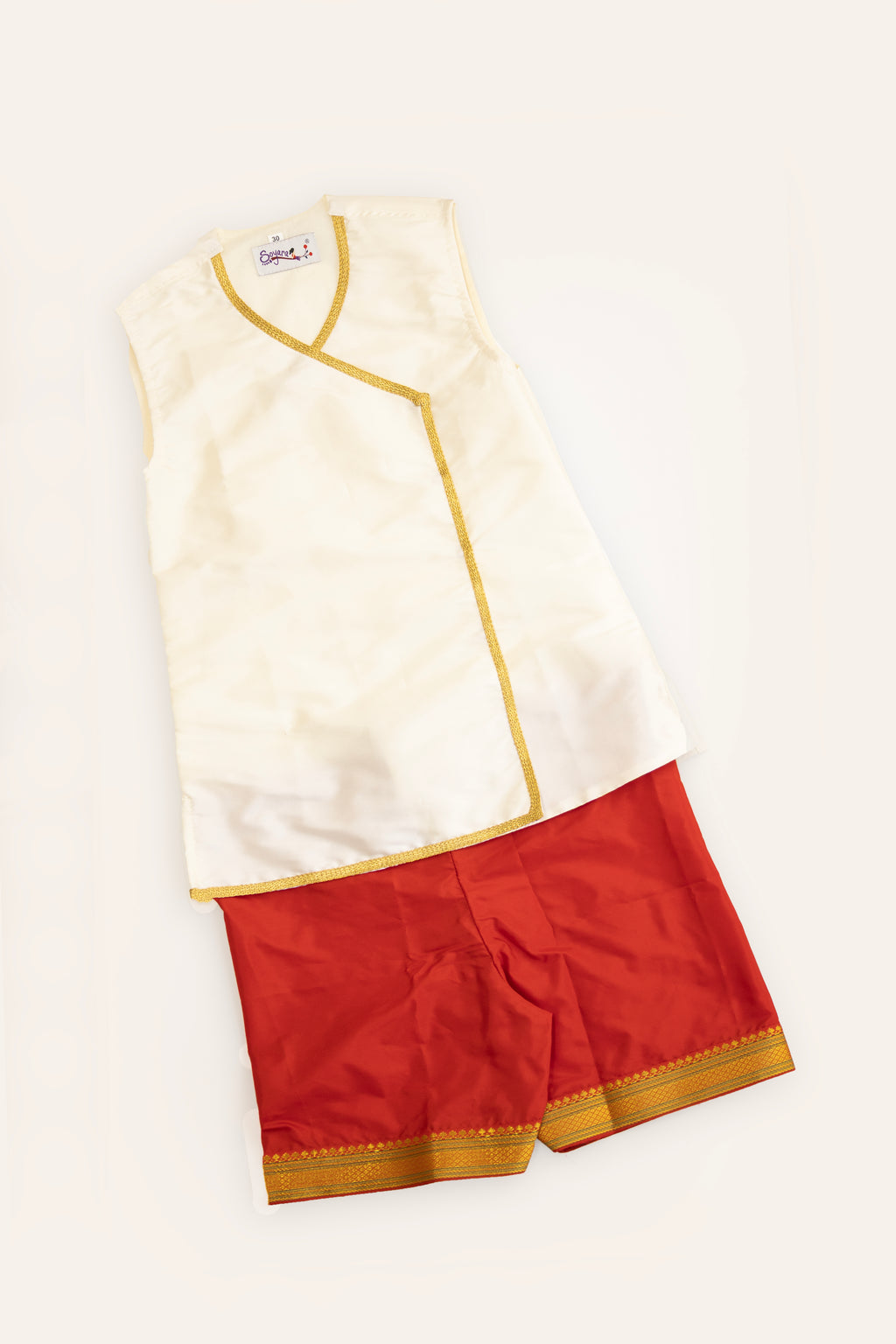 Chaula Karma Combo White Sleeveless Vest & Silk Inner Pant