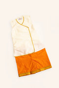 Chaula Karma Combo White Sleeveless Vest & Silk Inner Pant