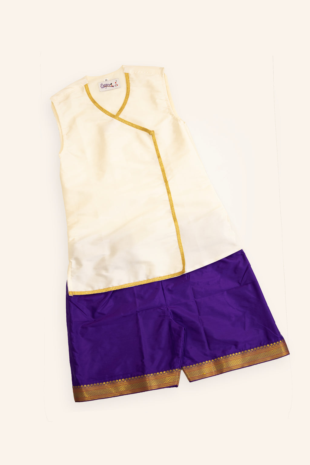 Chaula Karma Combo White Sleeveless Vest & Silk Inner Pant