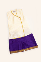 Chaula Karma Combo White Sleeveless Vest & Silk Inner Pant