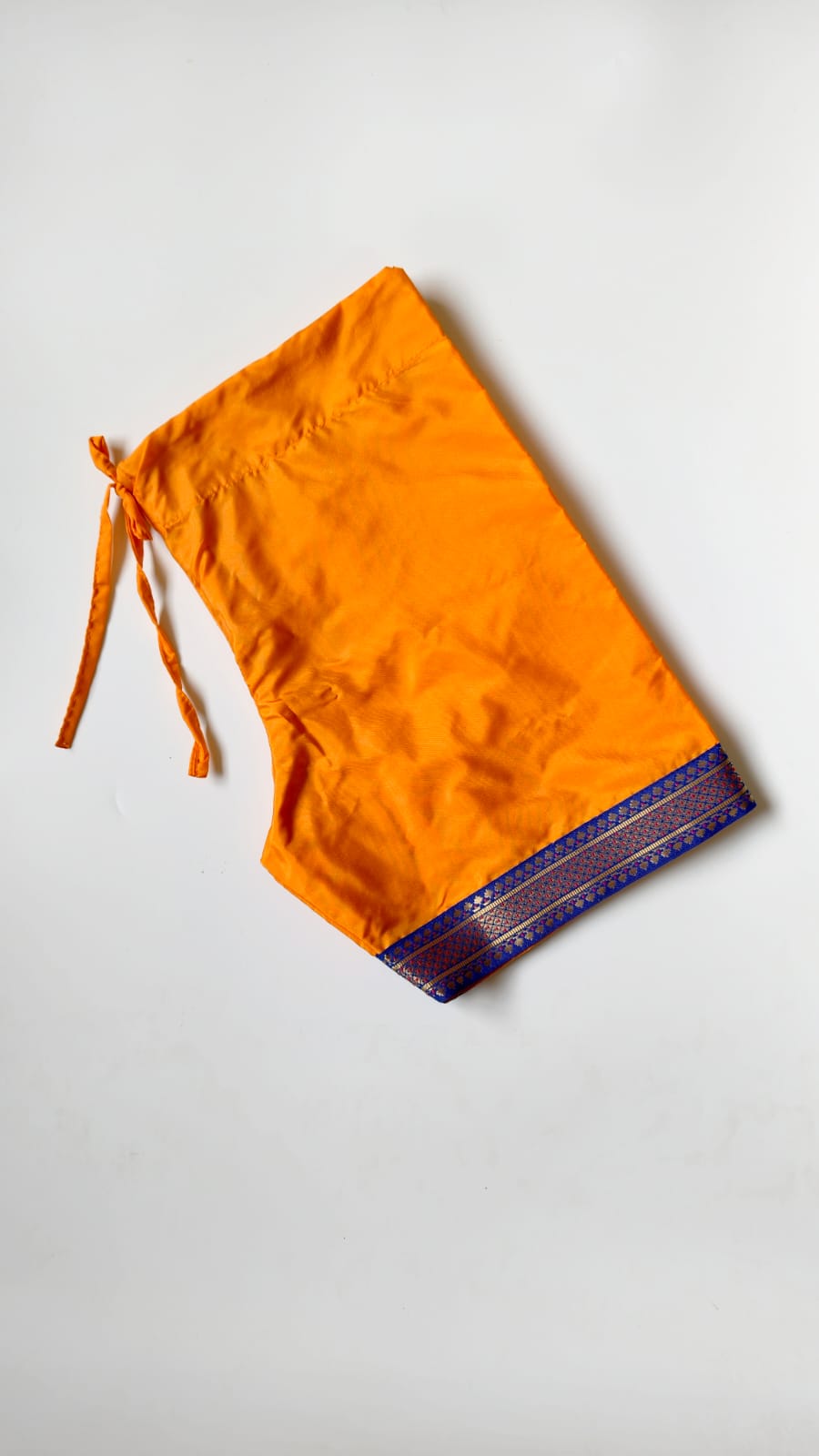 Yellow Mysore Silk Inner Pant With Royal Blue Paithani Lace