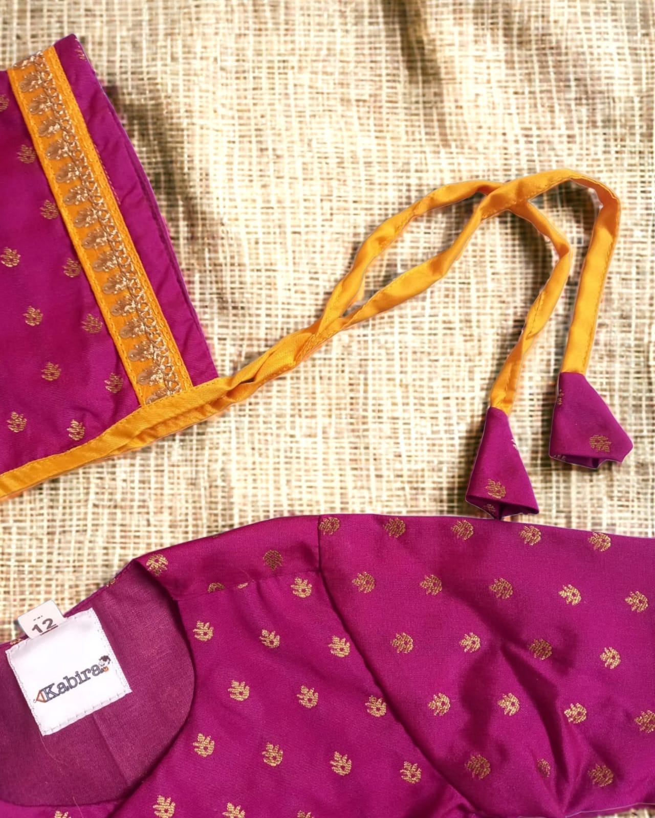Magenta and Yellow Newborn Dhoti Kurta Set with coordinated Bonnet and Booties