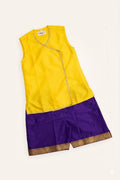 Chaula Karma / Chudakarma Sanskar Combo for Batu - Yellow includes yellow Taffeta silk sleeveless vest and Mysore Silk Inner Pant