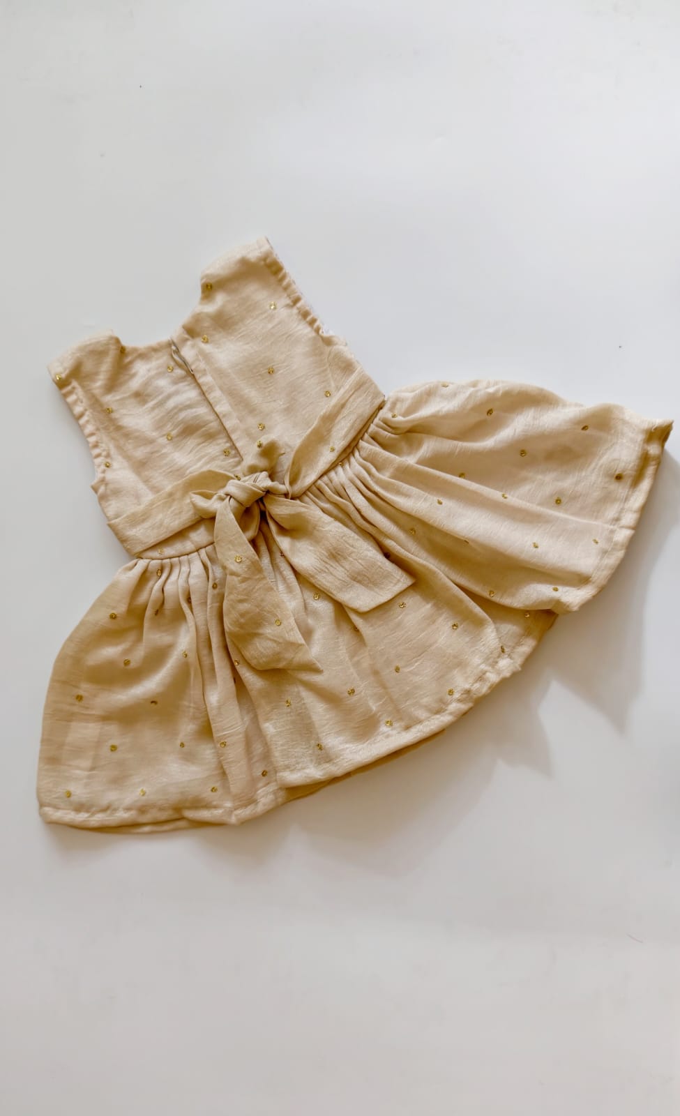 Cream Vichitra Silk Baby Girl Dress