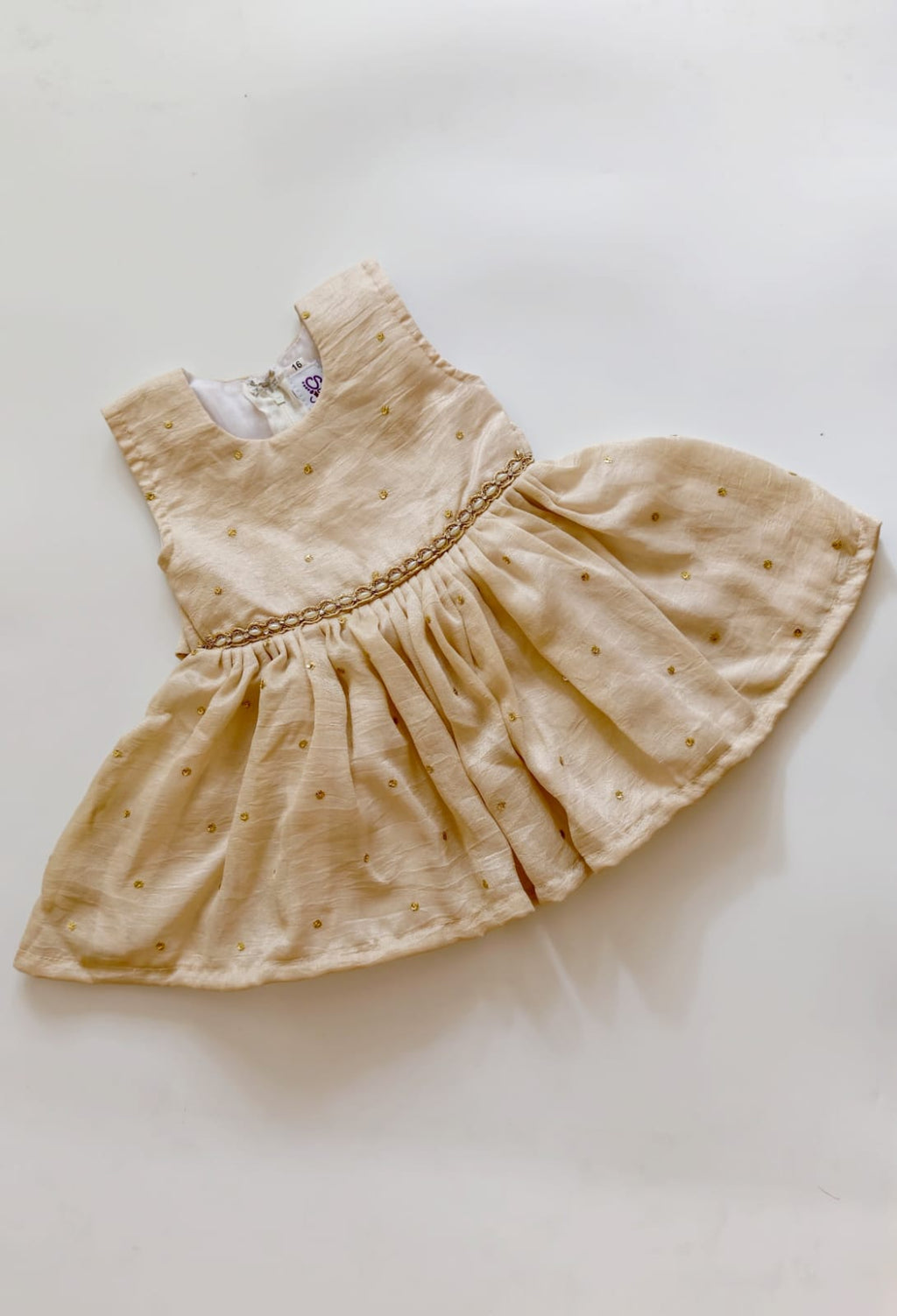 Cream Vichitra Silk Baby Girl Dress