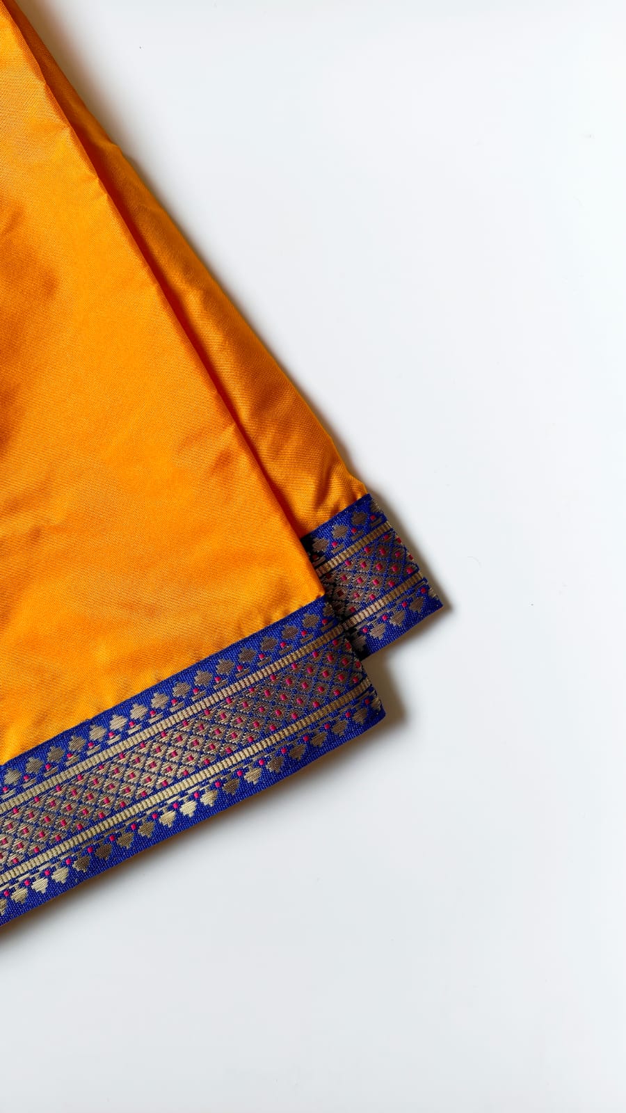 Yellow Mysore Silk Inner Pant With Royal Blue Paithani Lace