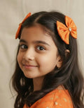Mango Set of two brocade fabric bow tic tac clips for Girls