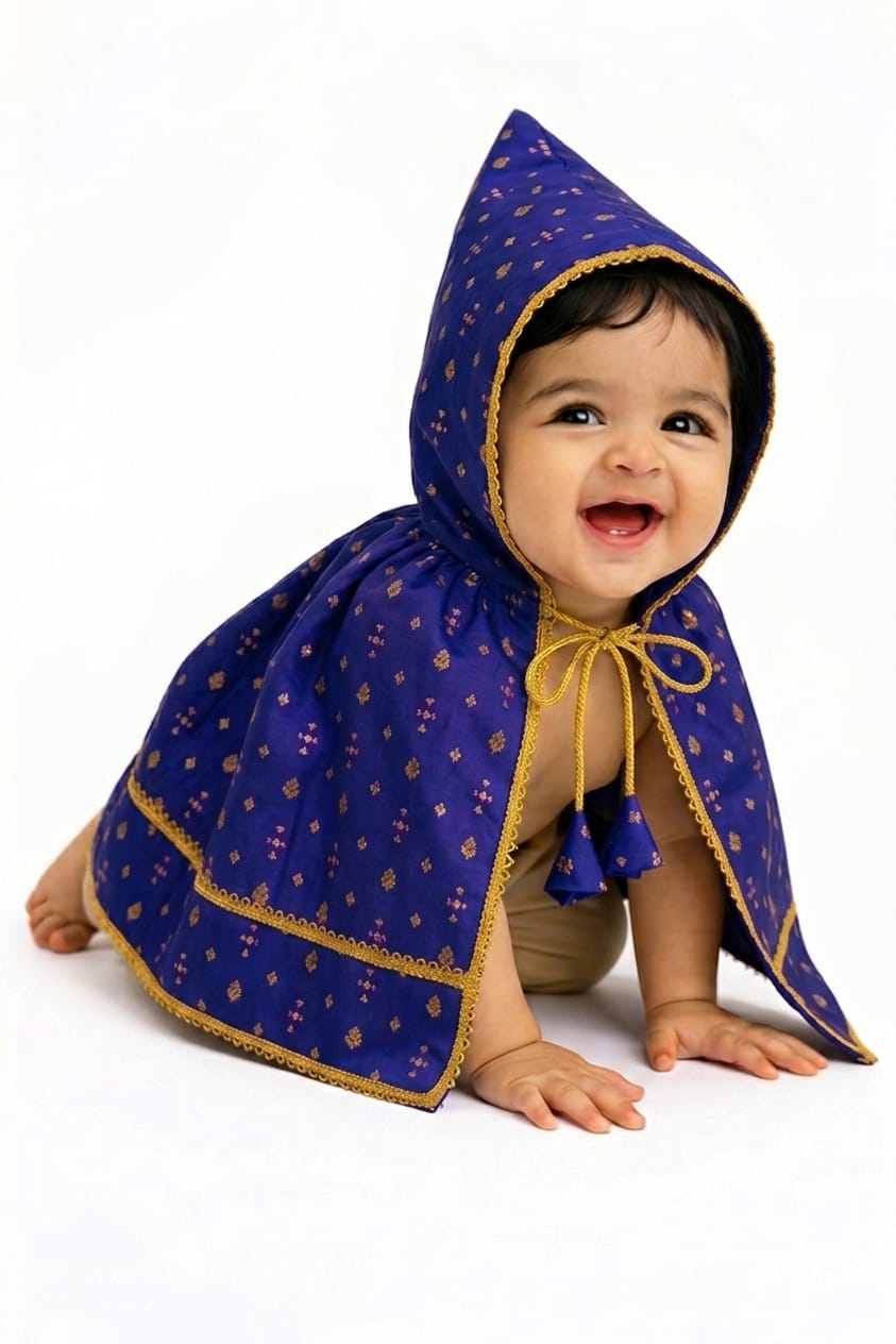 Newborn Unisex Purple Brocade Silk Traditional Kunchi