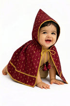 Newborn Unisex Maroon Brocade Silk Traditional Kunchi