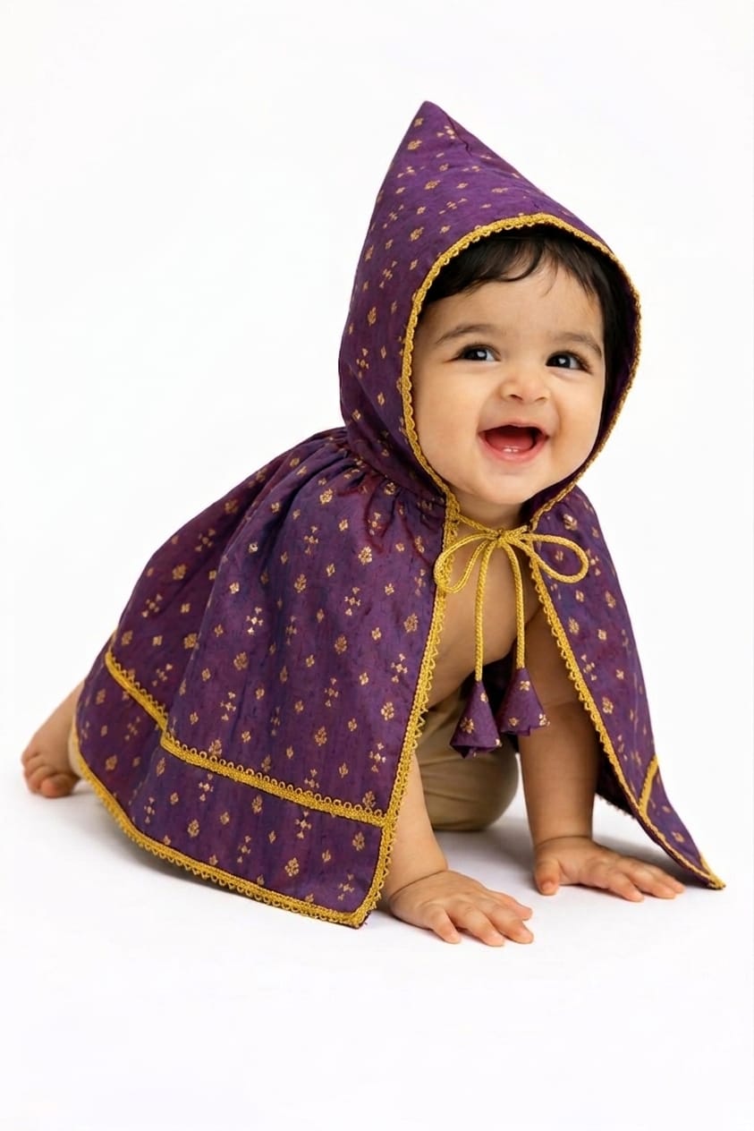 Newborn Unisex Magenta Brocade Silk Traditional Kunchi