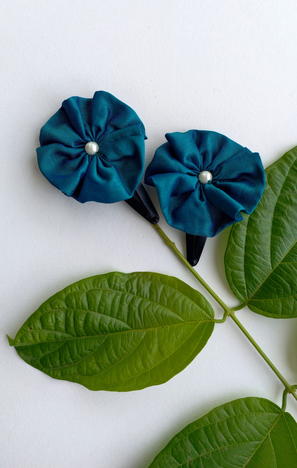 Suman Handcrafted Silk Flower Hair Clips, Set Of 2