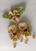 Handcrafted Parrot Green Printed Baby Booties & Matching Headband Set