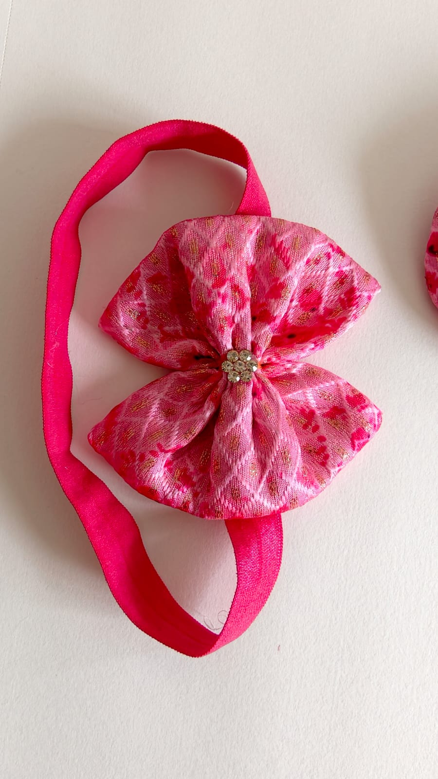 Handcrafted Pink Printed Baby Booties & Matching Headband Set