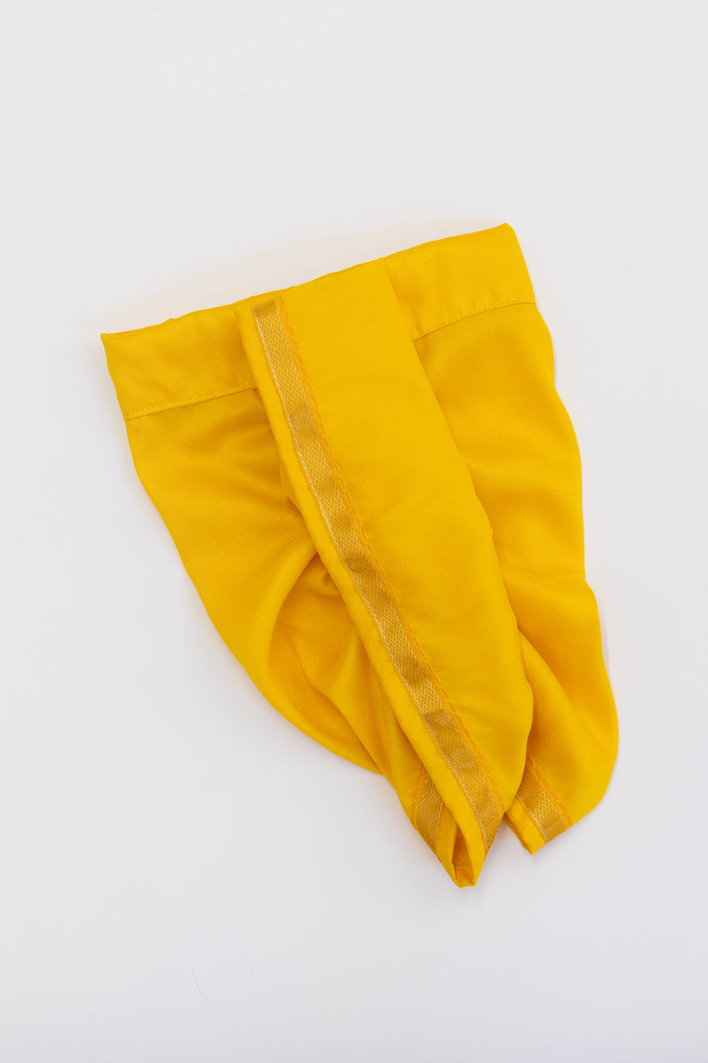 Yellow Crepe Silk Dhoti with Golden Border for Boys